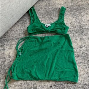 Superdown Green Crop Top and Skirt Set